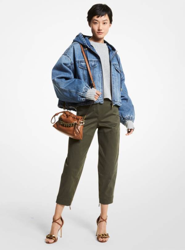 Damske Bundy Michael Kors Denim Hooded Bomber Indigo Svetlomodrá - Oblecenie Michael Kors Vypredaj | MILOT-5021